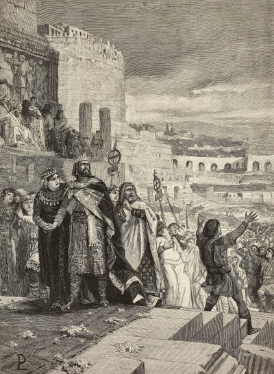 Marriage of Ugo and Marozia, wedding procession in presence of pope by Ludovico Pogliaghi