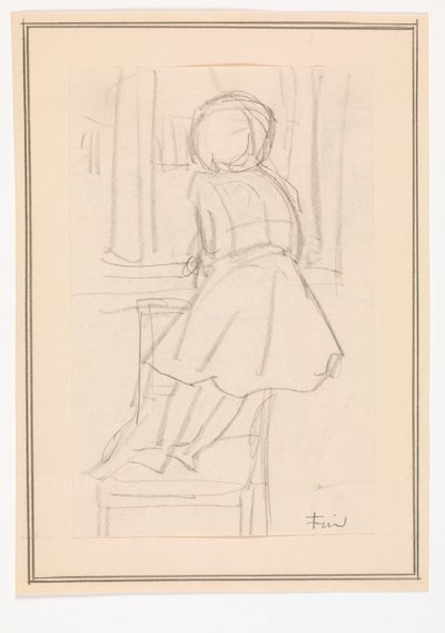 Little Girl Standing on a Chair and Looking Out of a Window by Ludvig Find
