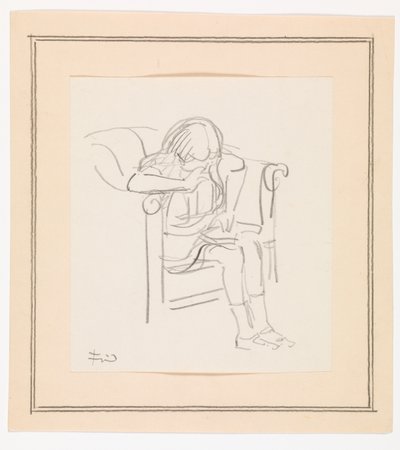 Girl Sitting in a Chair and Reading by Ludvig Find