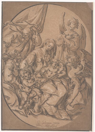 The Holy Family with the Infant St. John, in an Oval by Ludwig Businck