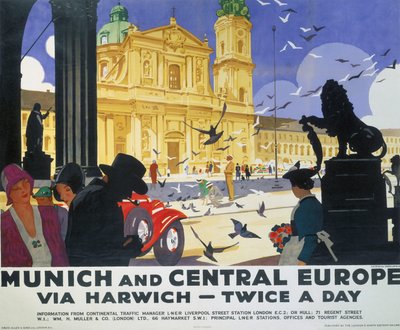 "Munich and Central Europe", LNER poster by Ludwig Hohlwein