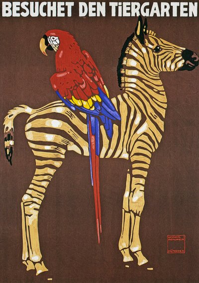 Poster Advertising Hellabrunn Zoo in Munich by Ludwig Hohlwein