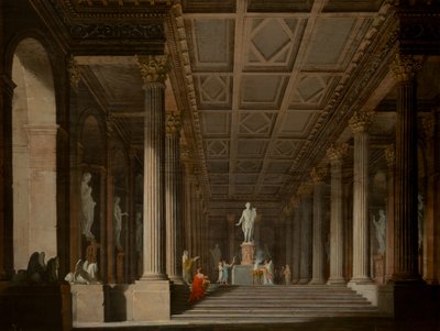 Interior of a Fictitious Ancient Temple with a Burnt Offering to Apollo by Ludwig Kohl