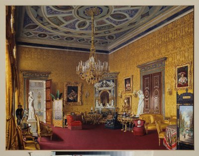 The Lyons Hall (The Yellow Drawing Room) of the Grand Palace of Tsarskoye Selo by Luigi Premazzi