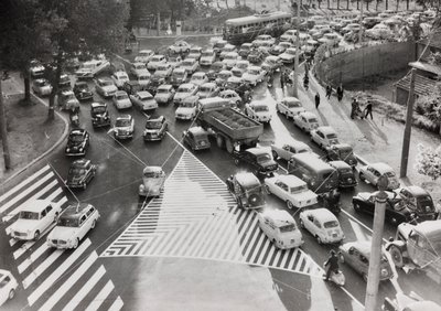 Scene of Traffic on a Street in Rome by Luigi Leoni