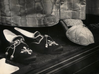 Slippers prepared for the Pope in a display of liturgical garments by Luigi Leoni
