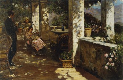 Resting on the Terrace by Luigi Rossi