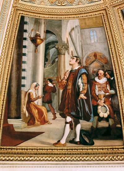 Galileo Galilei Watching the Chandelier Swinging Back and Forth at the Pisa Cathedral 1582 by Luigi Sabatelli