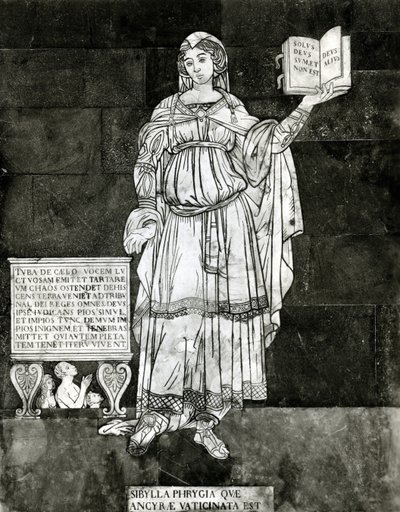 Paving (detail) depicting the Phrygian Sibyl by Luigi di Rugieri