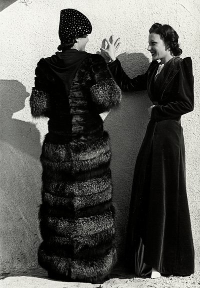 Two models present creations of the Italian couture house 