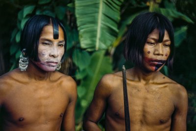 Men of Emberá tribe, an indigenous people at edge of a jungle, Panama by Luis Marden