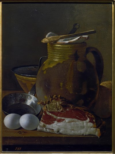 Still Life with Ham, Eggs, and Vessels by Luis Meléndez