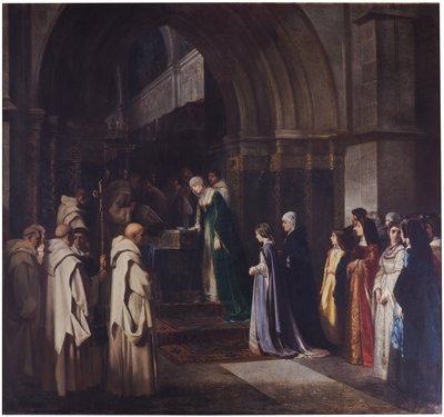Queen Isabella the Catholic in the Charterhouse of Miraflores by Luis Alvarez Catalá