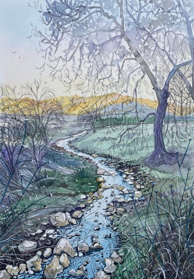 Winding Stream Sunrise by Luisa Millicent