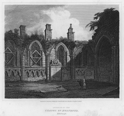 Interior of the Chapel of Holyrood, Edinburgh by Luke (after) Clennell