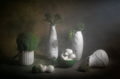 Moody Broccoli Still Life by Lydia Jacobs