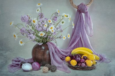 Purple Floral Still Life by Lydia Jacobs
