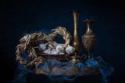 Rustic Garlic Still Life by Lydia Jacobs