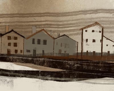 Rustic Hillside Village by MANSI SAXENA
