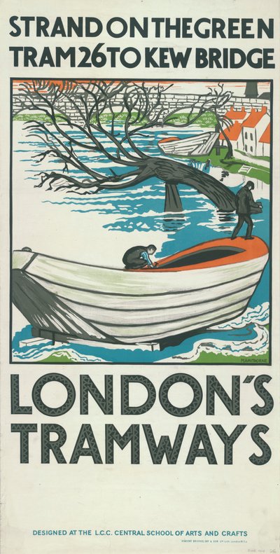 Strand on the Green, Tram 26 to Kew Bridge, London County Council LCC Tramways Poster, 1924 by M Haythorne