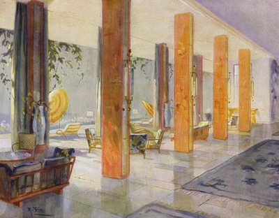 1930s interiors: Garden Hall of a hotel by M. Stier