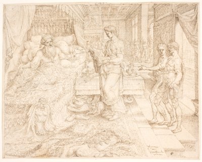 Ahasuerus, When He Could Not Sleep, Consulting the Records by Maarten van Heemskerck