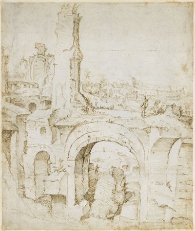 View from Domus Severiana to the Colosseum by Maarten van Heemskerck