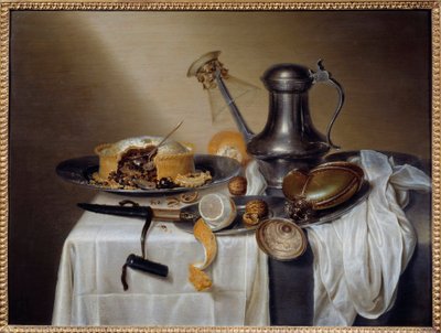 Still Life with Pate, Lemon, and Pewter Carafe by Maerten Boelema de Stomme