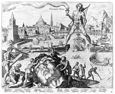 The Colossus of Rhodes, plate 4 from The Eight Wonders of the World, engraved by Philips Galle, 1572 by Maerten van Heemskerck