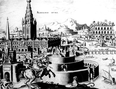 The Walls of Babylon, Plate 7 from The Eight Wonders of the World (engraved by Philips Galle) by Maerten van Heemskerck