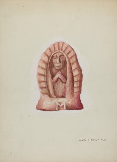Small Statue of Guadalupe Cut in Stone by Majel G. Claflin