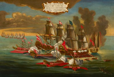 Capture of a Turkish Ship by Galleys and Ships of the Order under the Command of Fleurigny, off Tripoli by Maltese School