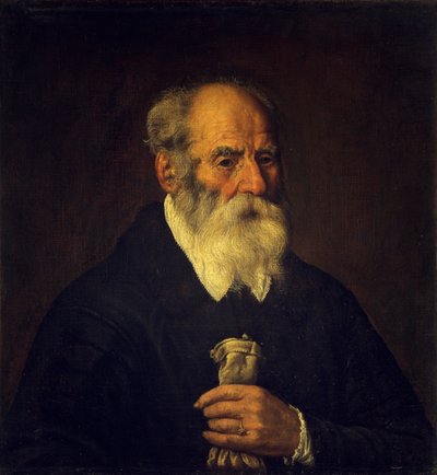 Old man with glove by Marcantonio Bassetti