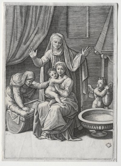The Virgin and the Cradle with Saint Elisabeth and Saint Anne by Marcantonio Raimondi