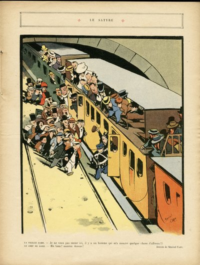 Illustration of Marcel Capy in Le Rire, 03/09/10 - The Satire - Architecture Urban Planning, Train Railway, Bridge by Marcel Amable O.L. Capy