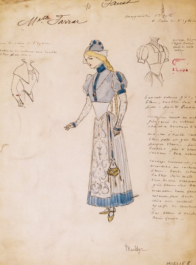 Margherita, Sketch of Costume for Faust by Charles Gounod, Created by Multzer by Marcel Multzer