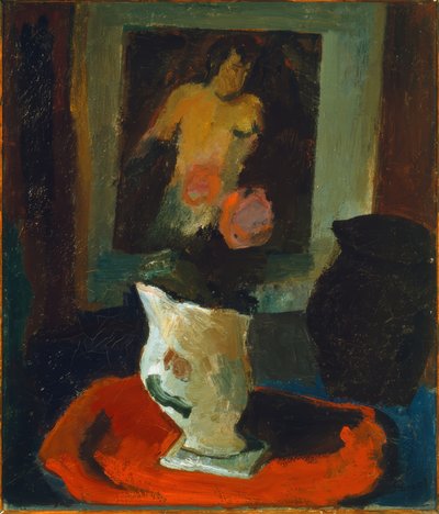 Nude, White Vase and Red Carpet by Marcel Poncet