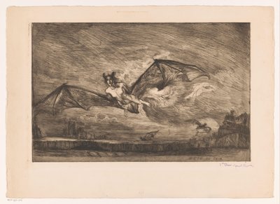 Night Landscape with Bat-like Creatures by Marcel Roux (signed by artist)