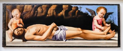 Dead Christ and Two Angels by Marco Basaiti