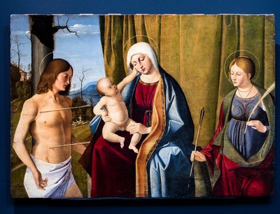 The Virgin and Child Between Saint Sebastian and Saint Ursula by Marco Basaiti