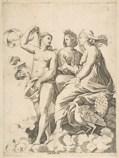 Juno, Ceres, and Psyche in the Clouds Conversing by Marco Dente