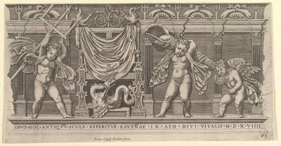 Speculum Romanae Magnificentiae: Bas-Relief with Three Cupids by Marco Dente