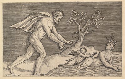 Speculum Romanae Magnificentiae: Naked Man Pursuing a Naiad by Marco Dente