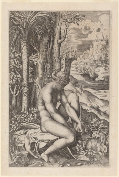 Venus Extracting a Thorn from Her Foot by Marco Dente after Raphael