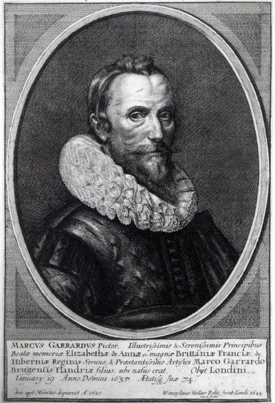 Self Portrait, engraved by Wenceslaus Hollar, 1644 by Marcus Garret Gheeraerts the Younger