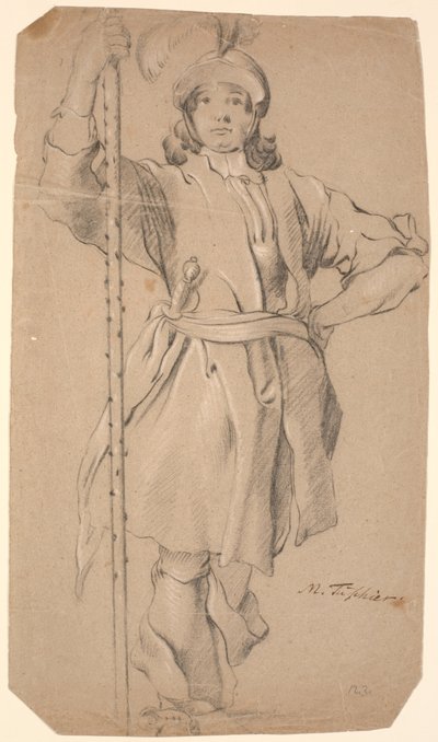 Standing Helmeted Warrior with Lance in Right Hand by Marcus Tuscher