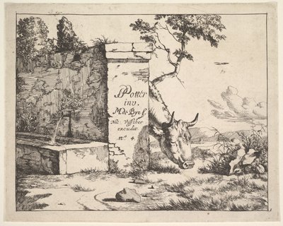 Title page for Diverses vaches et boeufs after Paulus Potter by Marcus de Bye