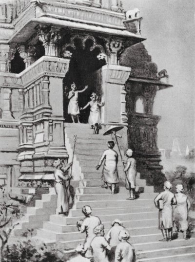 Kirtivarman Chandella Visits His Temple at Khajuraho, AD 1065 by Margaret (after) Dovaston