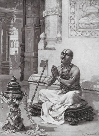 Ramanuja Contemplating His Philosophy of the One Personal God, AD 1100 by Margaret (after) Dovaston