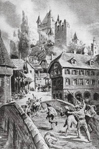The Burning of the Castle of Wadenschwyl in 1804 by Margaret (after) Dovaston